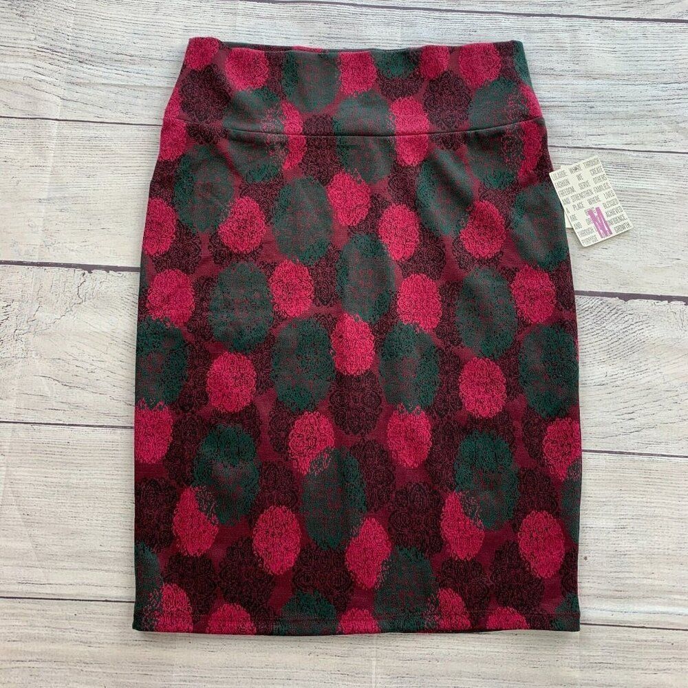 LuLaRoe Pencil Skirt sz M Berry Green Stretch Cassie Pull on New NWT